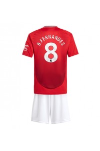 Manchester United Bruno Fernandes #8 Babyklær Hjemme Fotballdrakt til barn 2024-25 Korte ermer (+ Korte bukser)